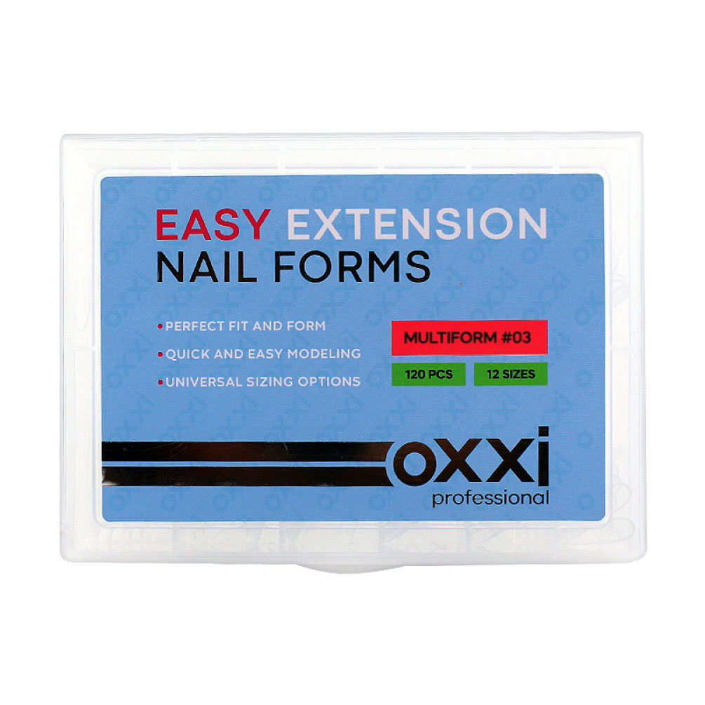 Верхні форми для нарощування нігтів Oxxi Professional Nail Forms 03 Multiform, 120 шт